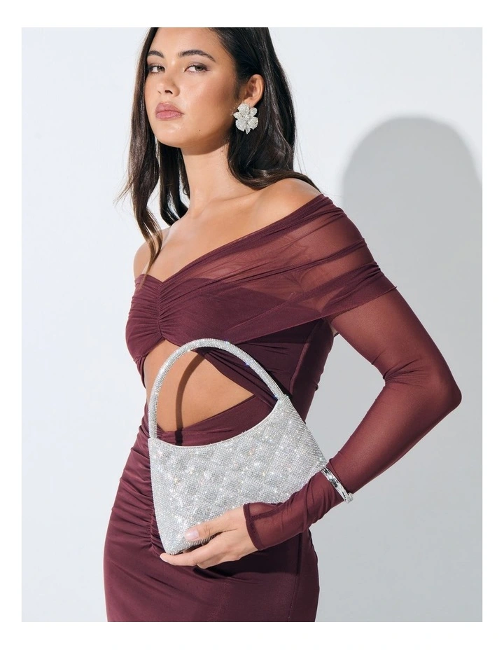Dillion Rhinestone Shoulder Bag in Silver image 7