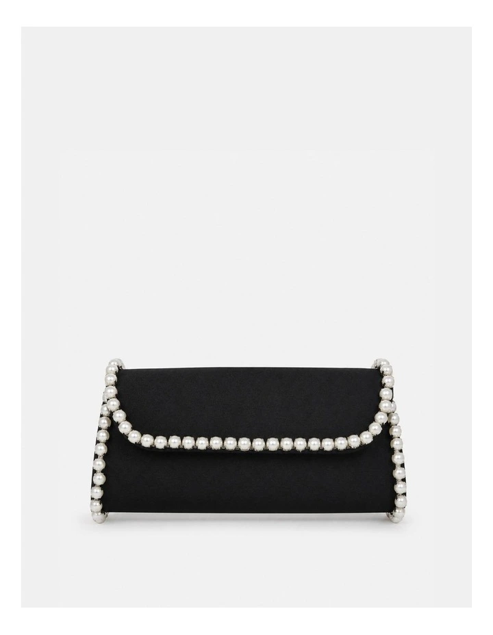 Yvette Pearl Trim Clutch Bag in Black image 1