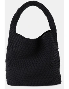 Layla Woven Shoulder Tote Bag in Black