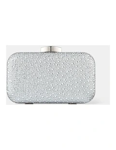 Romie Rhinestone Clutch Bag in Silver