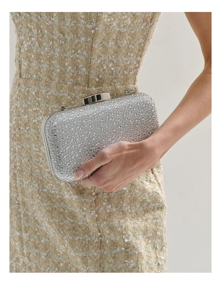 Romie Rhinestone Clutch Bag in Silver image 2