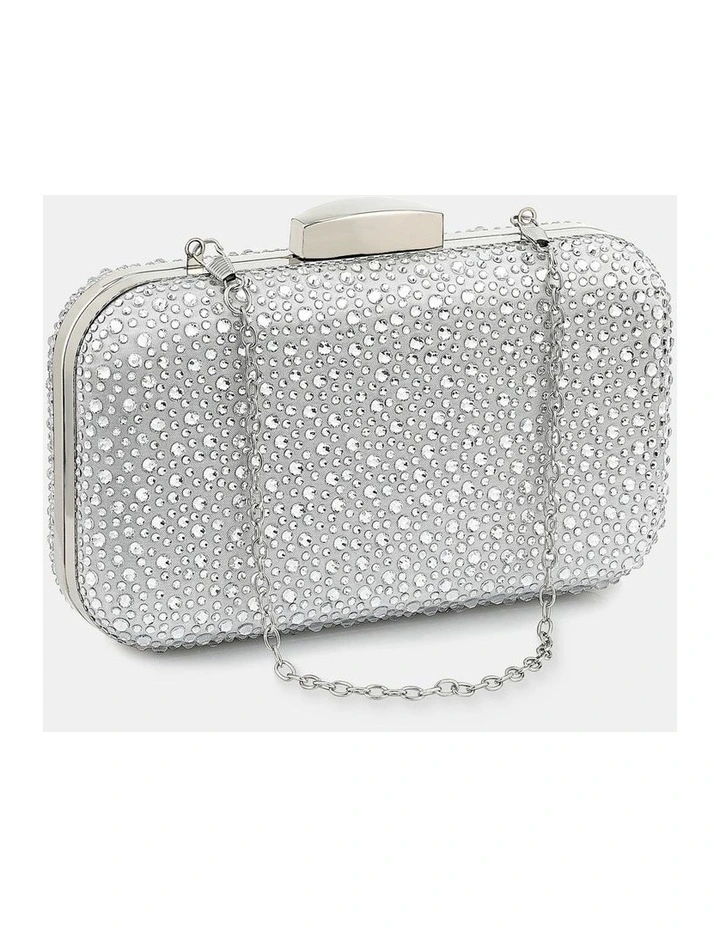 Romie Rhinestone Clutch Bag in Silver image 3