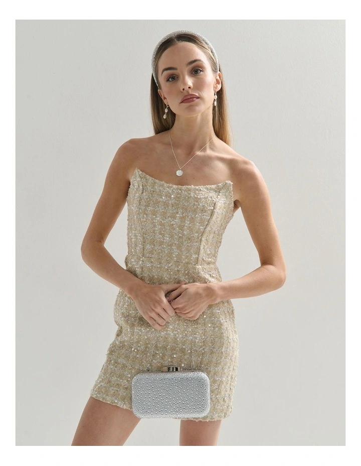 Romie Rhinestone Clutch Bag in Silver image 4