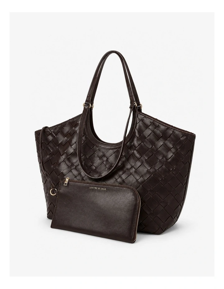Everyday Woven Tote Bag in Brown image 3