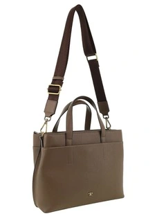 Pierre Cardin Genuine Leather Tote Bag In Oak
