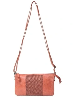 [Kiama]   [Woven Panel Detail Leather]   [Crossbody Bag] [in Tan]