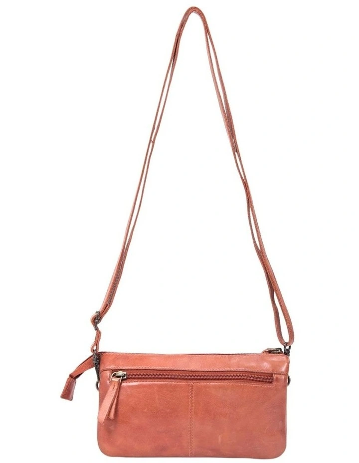Kiama Woven Panel Detail Leather Crossbody Bag in Tan image 3