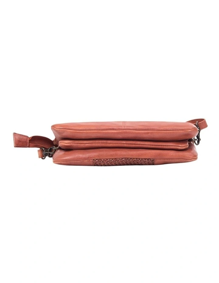 Kiama Woven Panel Detail Leather Crossbody Bag in Tan image 5