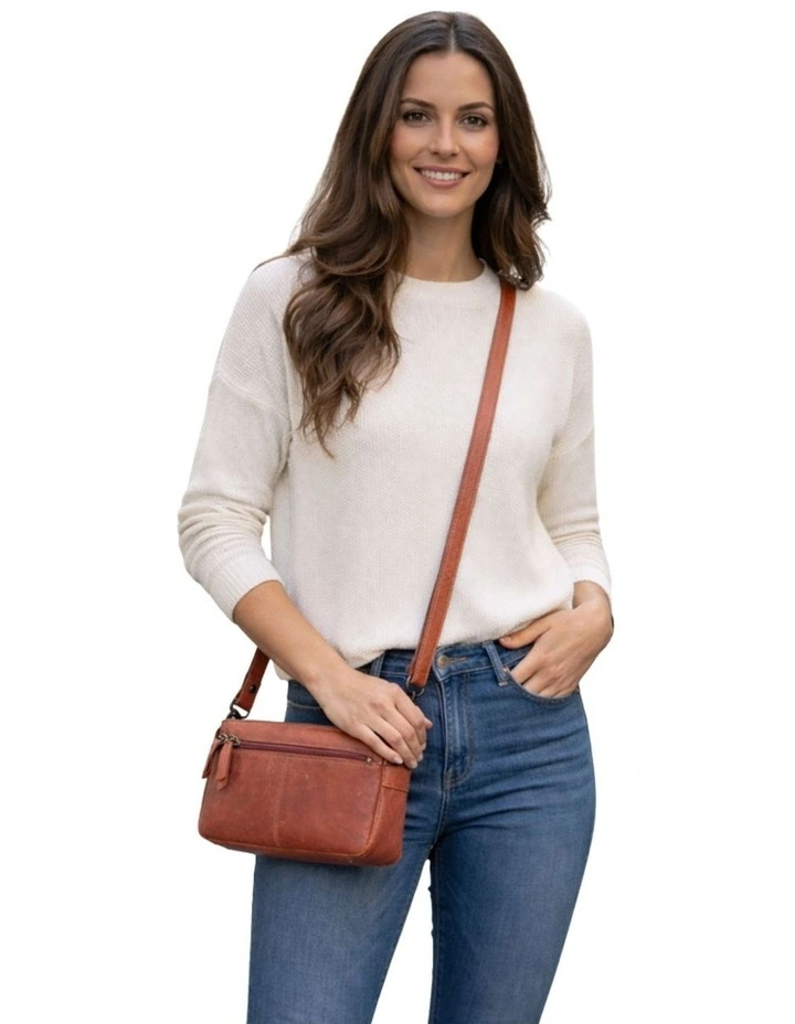 [Loxton]   [Multicompartment Leather]   [Crossbody Bag] [in Tan] image 2