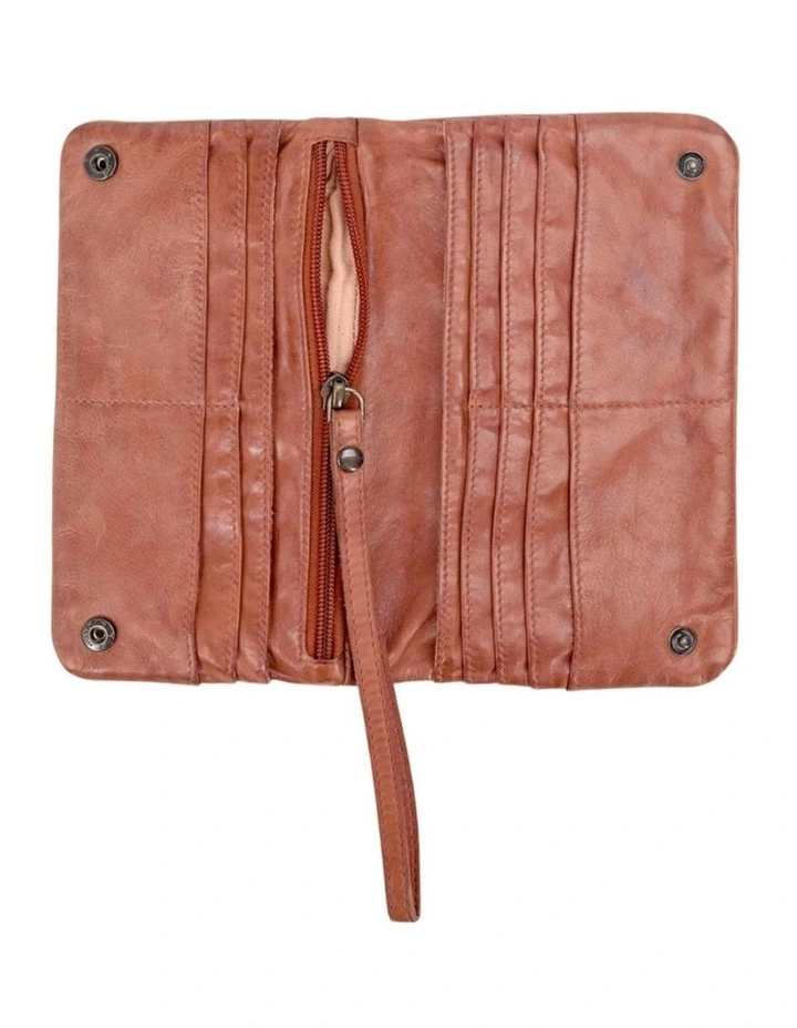 Kadina Large Leather Clutch Wallet in Tan image 4
