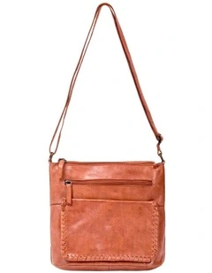 [Tamborine]   [Multicompartment Leather]   [Crossbody Bag] [in Tan]