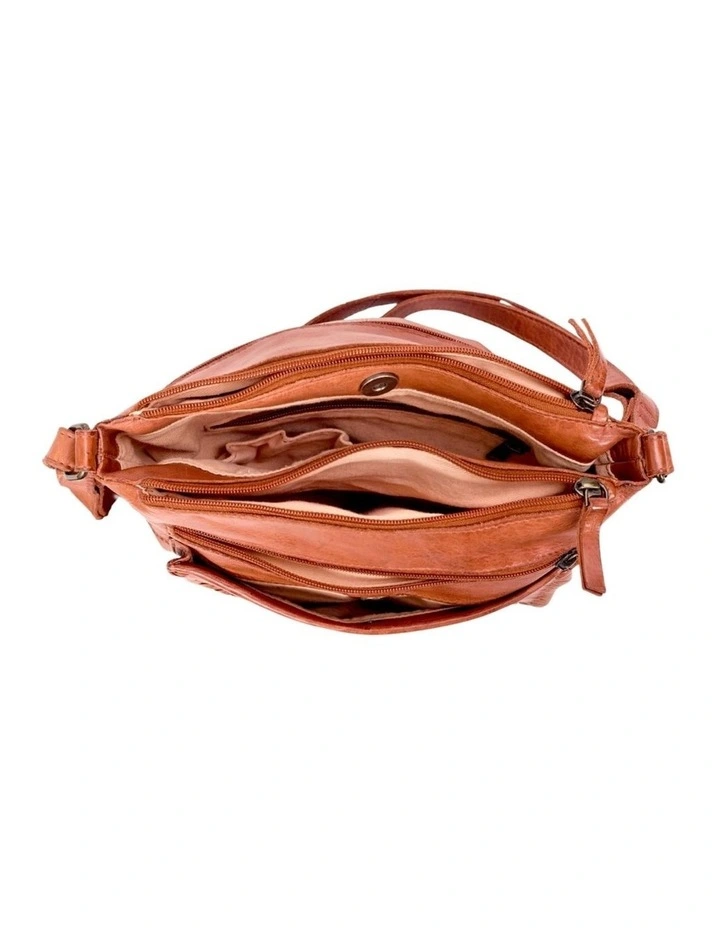 [Tamborine]   [Multicompartment Leather]   [Crossbody Bag] [in Tan] image 4