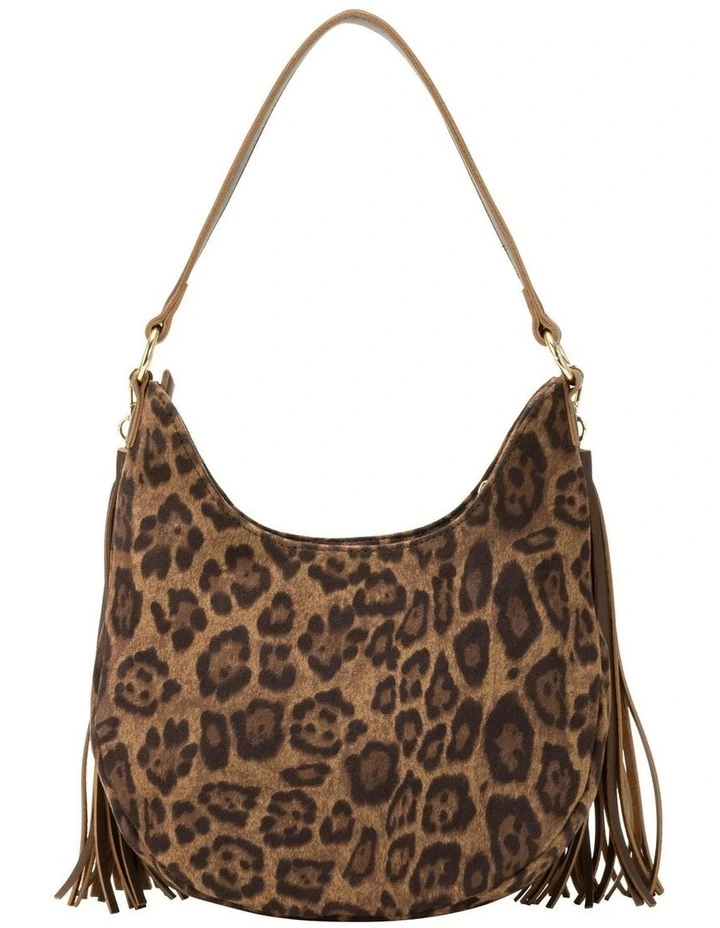 MEDIUM SCOOP TOP TASSLE BAG IN LEOPARD image 3