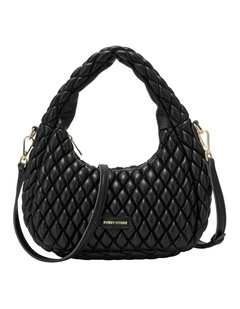 QUILTED GRAB/CROSS BODY BAG IN BLACK