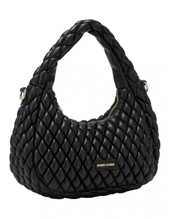 QUILTED GRAB/CROSS BODY BAG IN BLACK image 2