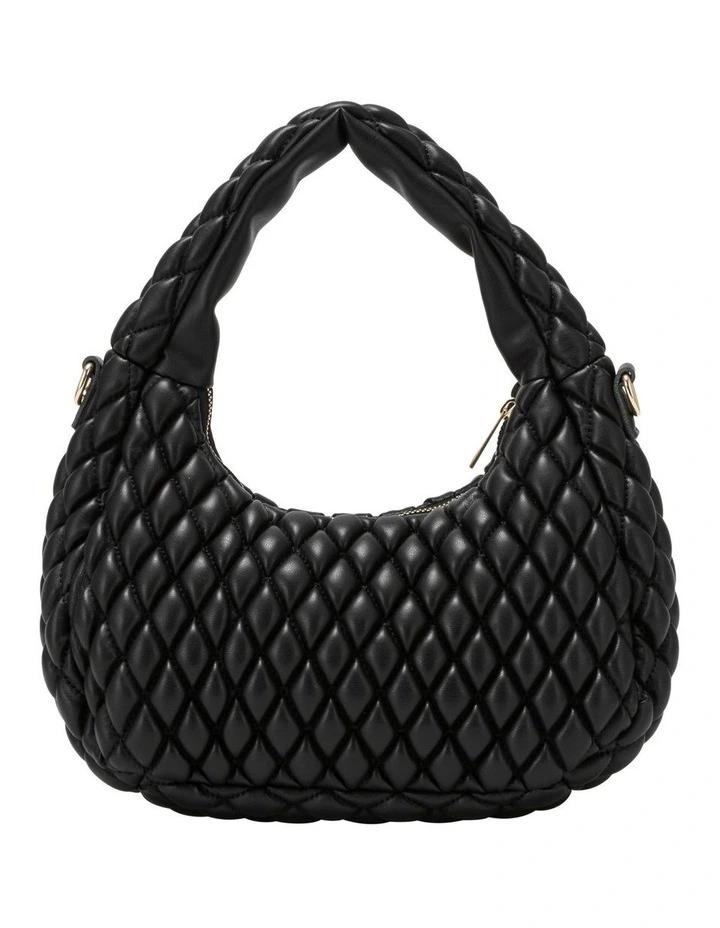 QUILTED GRAB/CROSS BODY BAG IN BLACK image 3