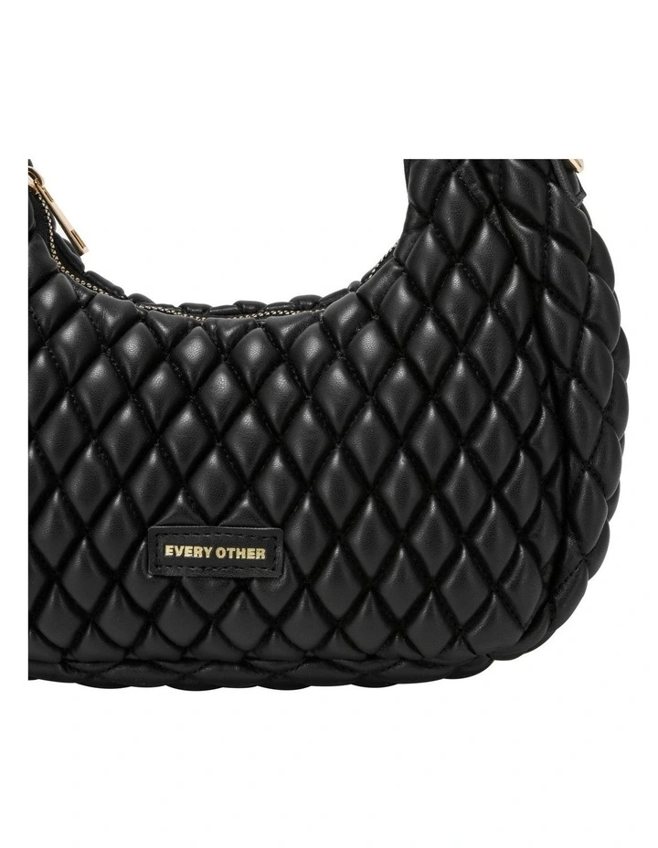 QUILTED GRAB/CROSS BODY BAG IN BLACK image 4