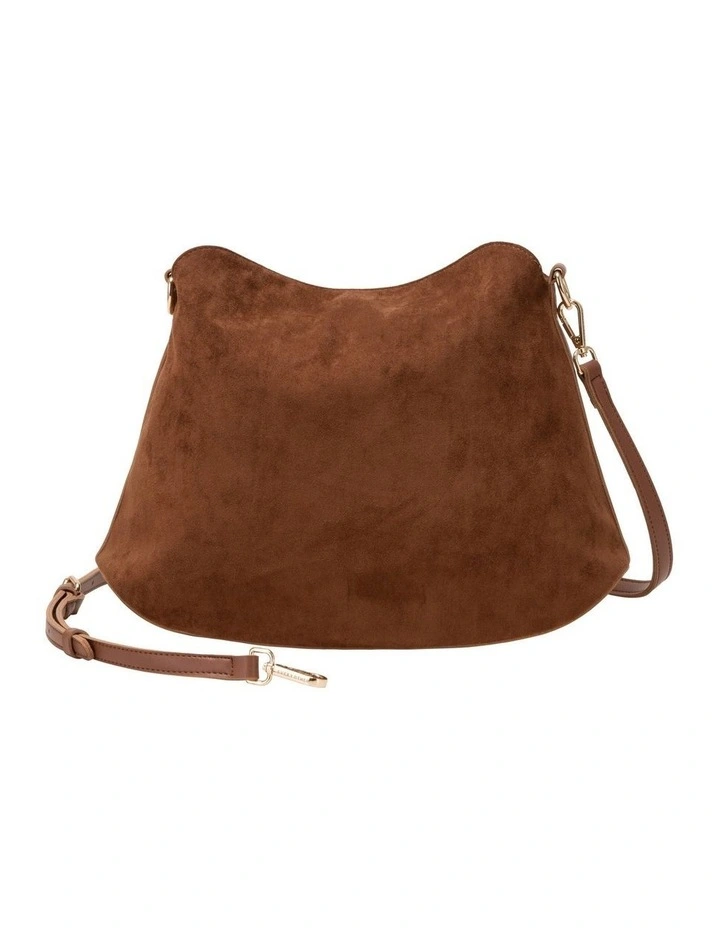FOLD TOP SHOULDER IN BROWN FAUX SUEDE image 3