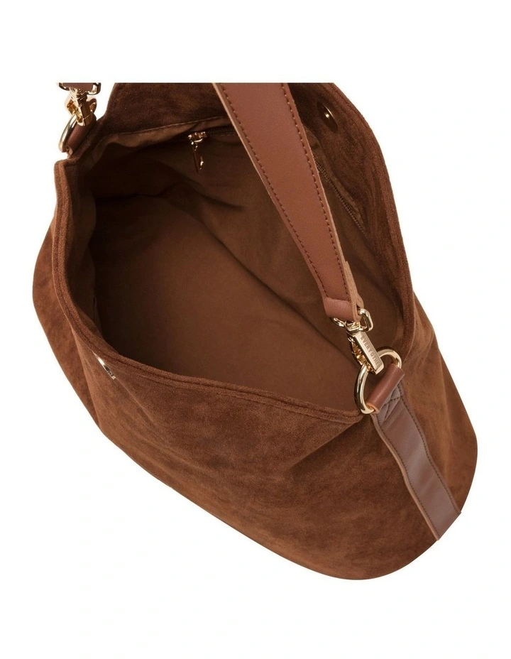 FOLD TOP SHOULDER IN BROWN FAUX SUEDE image 5