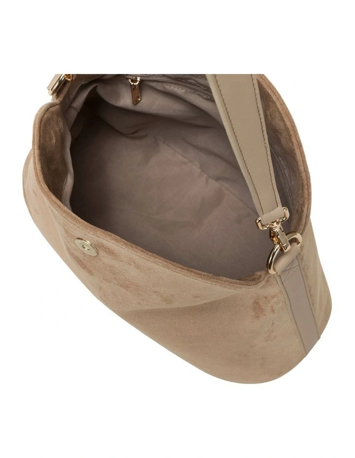 FOLD TOP SHOULDER IN SAND FAUX SUEDE image 7