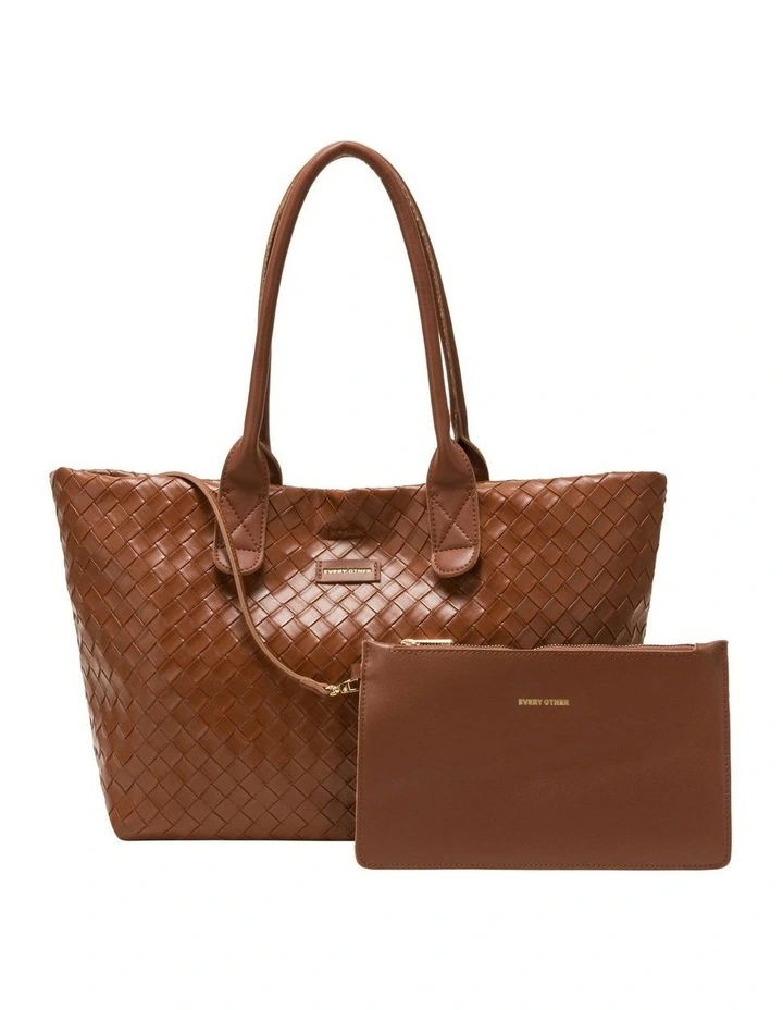 WOVEN TOTE BAG IN BROWN image 7