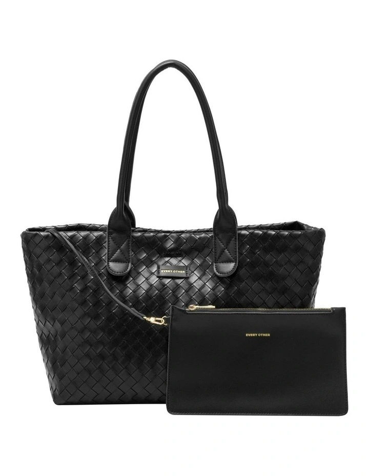 WOVEN TOTE BAG IN BLACK image 7