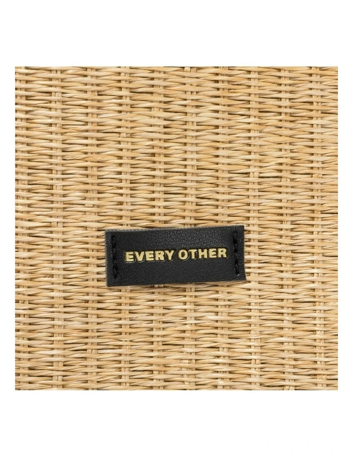 STRAW BOX TOTE BAG IN NATURAL STRAW WITH BLACK TRIM image 4