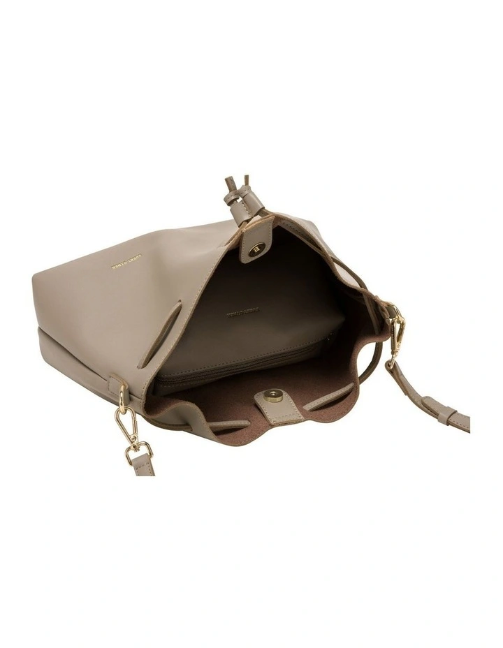 DRAWSTRING SHOULDER CROSS BODY IN TAUPE image 5