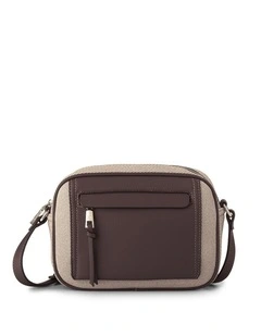 Roxanne Small Camera Crossbody Bag with Front Zip Pocket in Chocolate Mix