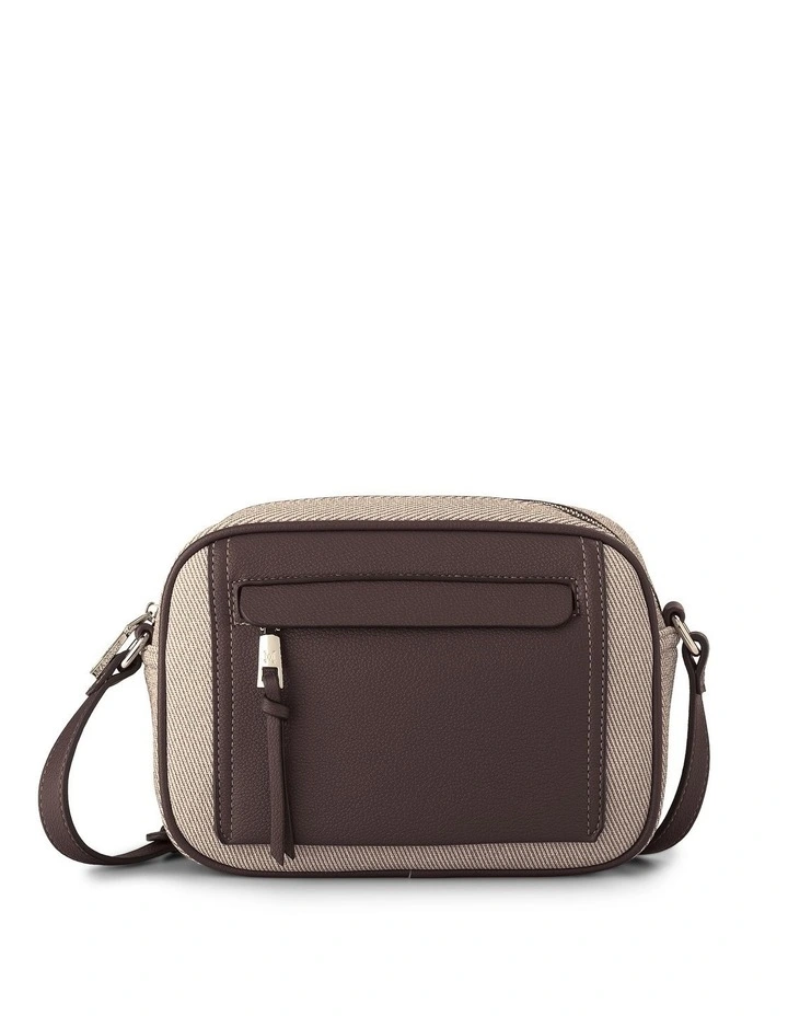Roxanne Small Camera Crossbody Bag with Front Zip Pocket in Chocolate Mix image 1