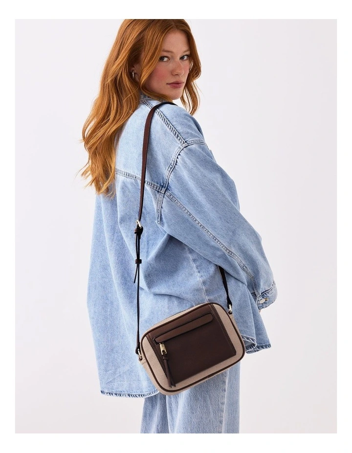 Roxanne Small Camera Crossbody Bag with Front Zip Pocket in Chocolate Mix image 2