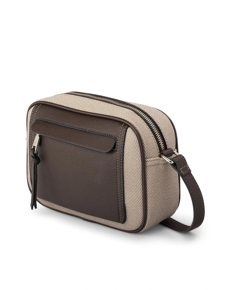 Roxanne Small Camera Crossbody Bag with Front Zip Pocket in Chocolate Mix image 3