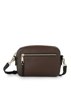 Nina Zip Front Camera Crossbody Bag in Chocolate / Black