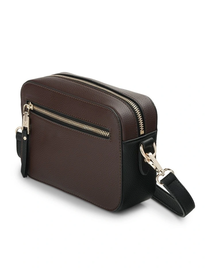 Nina Zip Front Camera Crossbody Bag in Chocolate / Black image 4
