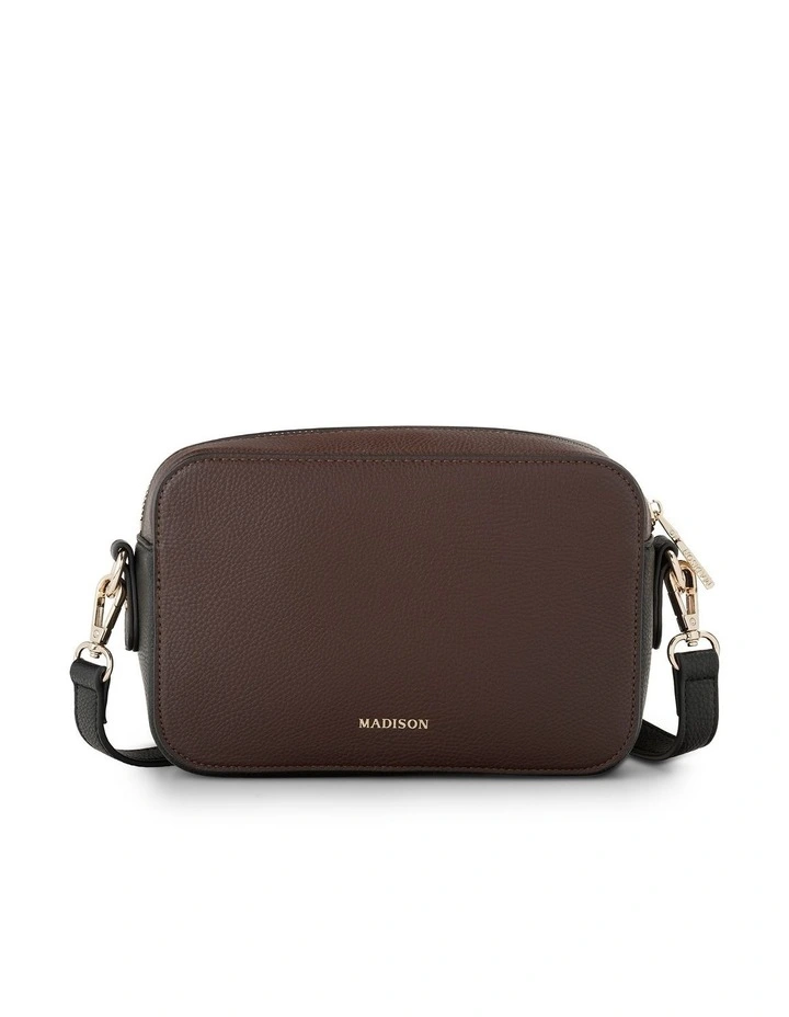 Nina Zip Front Camera Crossbody Bag in Chocolate / Black image 5