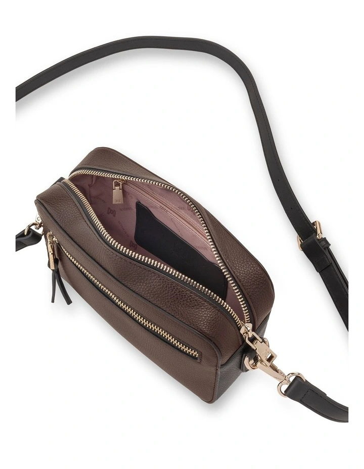 Nina Zip Front Camera Crossbody Bag in Chocolate / Black image 6