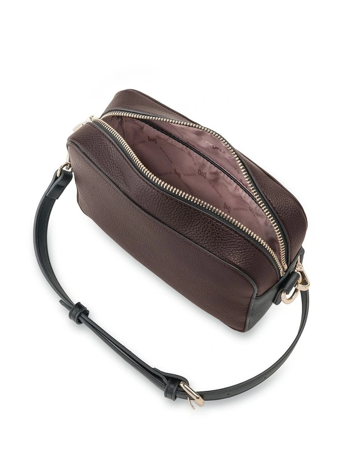 Nina Zip Front Camera Crossbody Bag in Chocolate / Black image 7