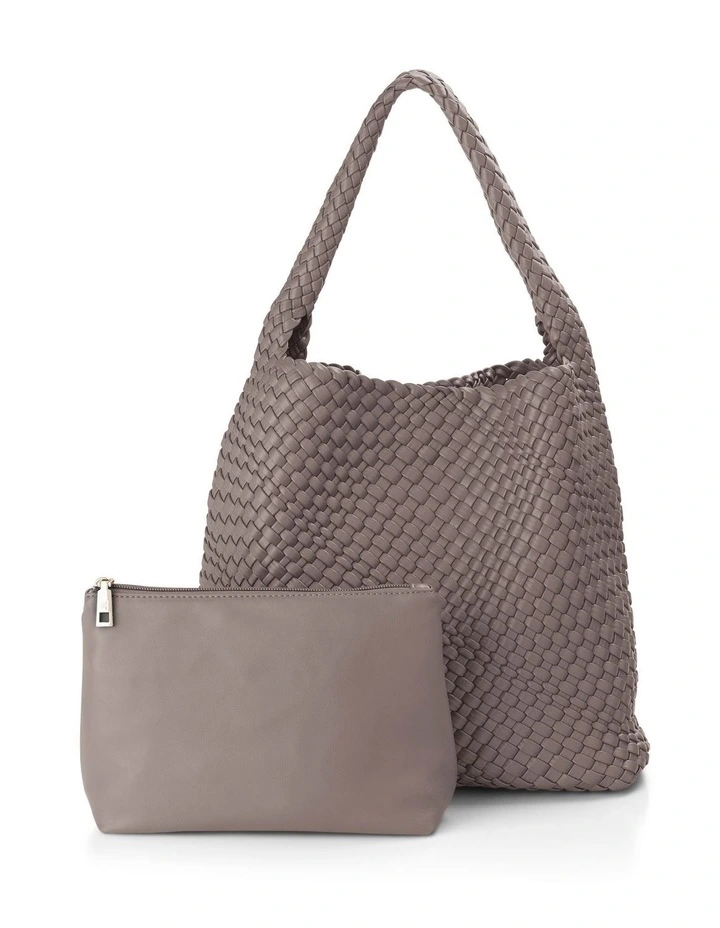 Lydia Weave Large Hobo in Taupe image 4