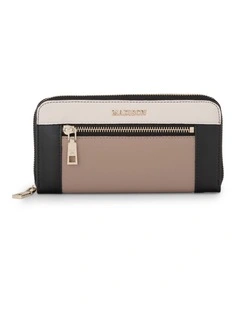 Abigail Zip Around Open Style Clutch Wallet in Taupe Combo