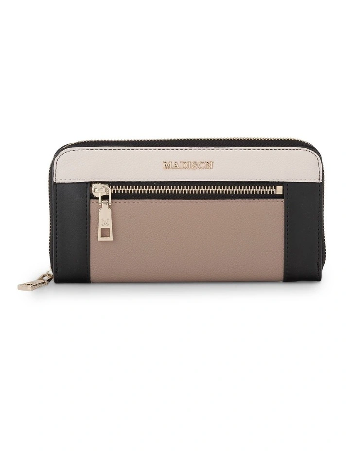 Abigail Zip Around Open Style Clutch Wallet in Taupe Combo image 1