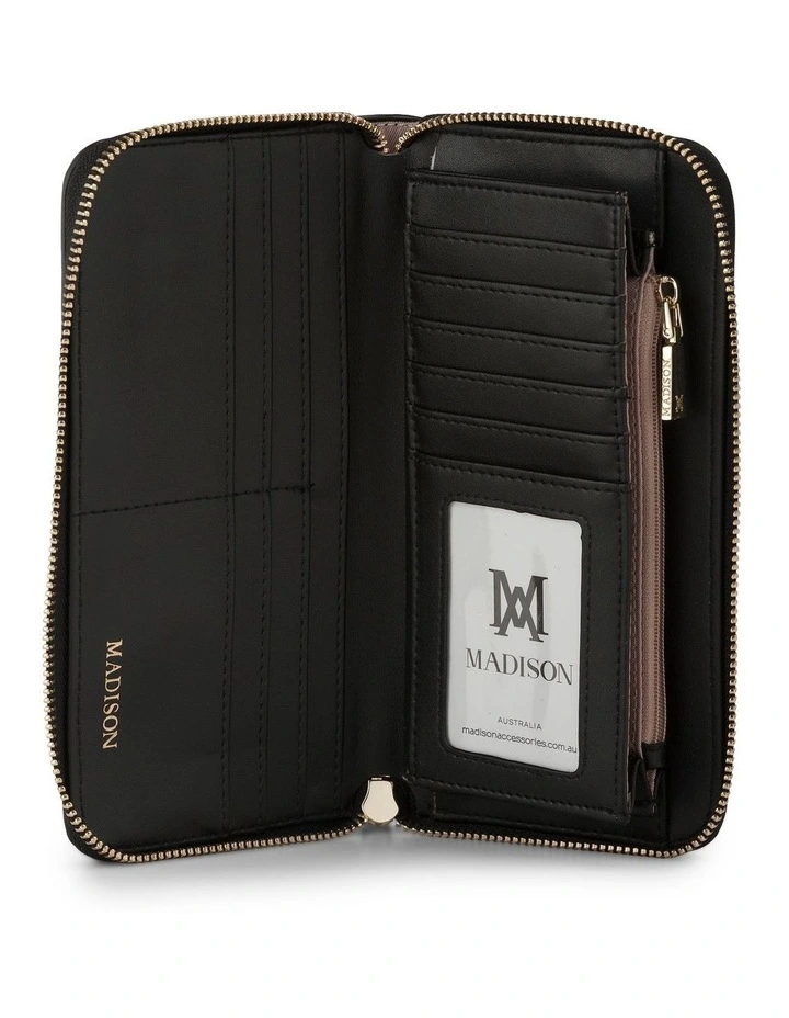 Abigail Zip Around Open Style Clutch Wallet in Taupe Combo image 2
