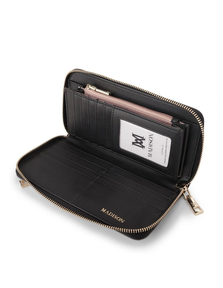 Abigail Zip Around Open Style Clutch Wallet in Taupe Combo image 3