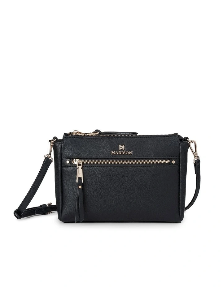 Willow Zip Top Crossbody Bag in Black image 1