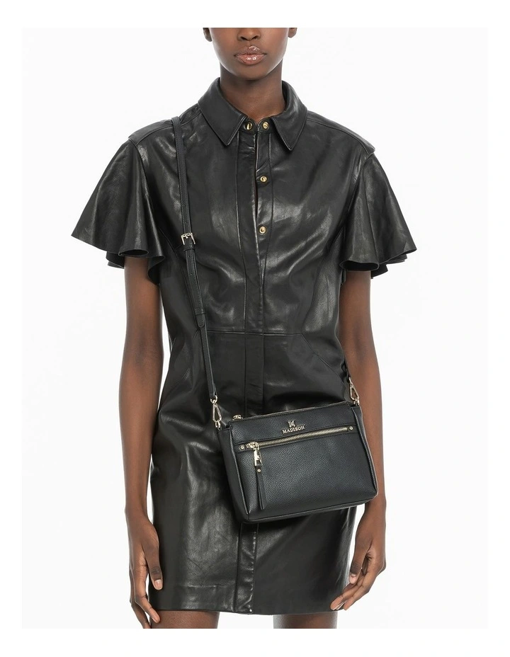 Willow Zip Top Crossbody Bag in Black image 2