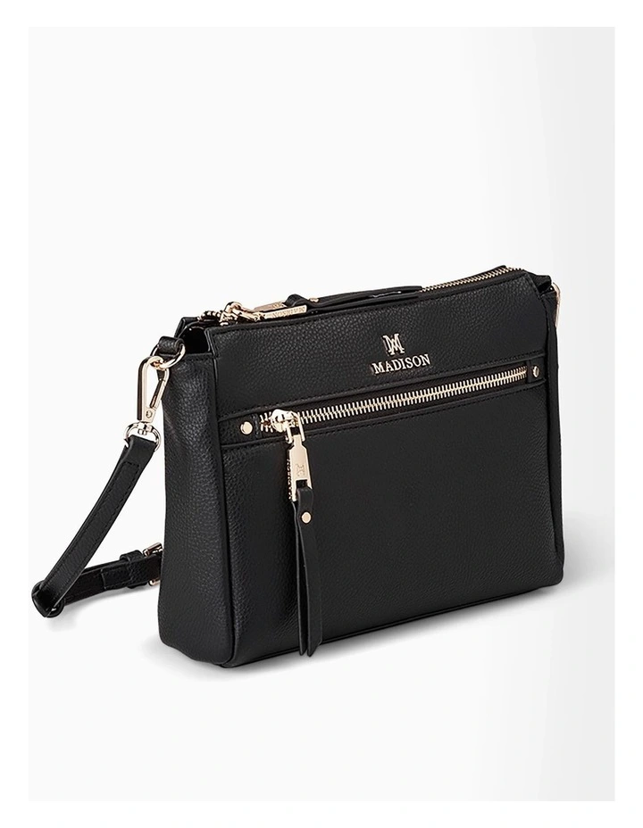 Willow Zip Top Crossbody Bag in Black image 3