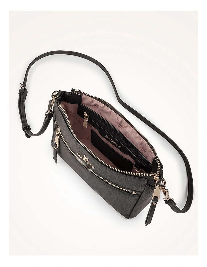 Willow Zip Top Crossbody Bag in Black image 4
