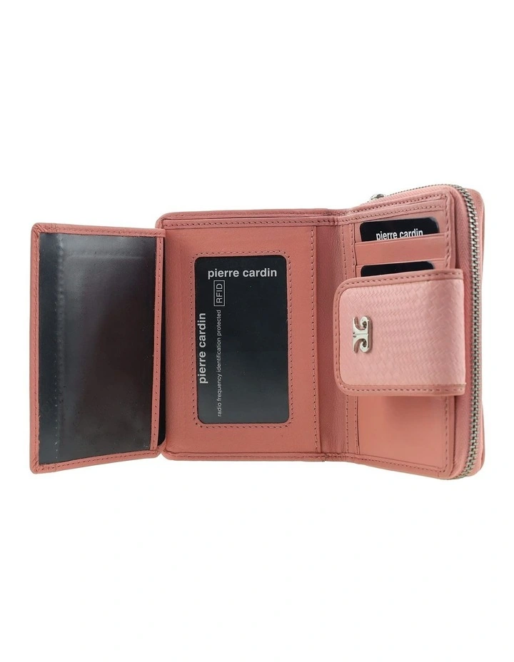 Pierre Cardin Genuine Leather Bi-Fold Wallet with Zip Coin Section in Pink image 3