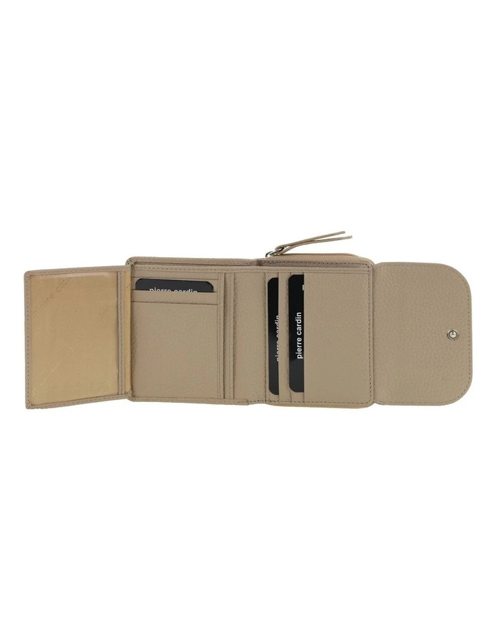 Pierre Cardin Genuine Leather Tri-Fold Tab Wallet in Taupe image 2