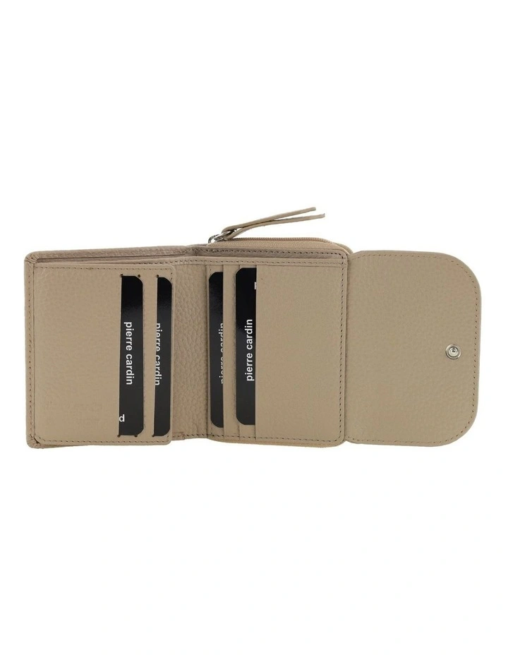 Pierre Cardin Genuine Leather Tri-Fold Tab Wallet in Taupe image 3