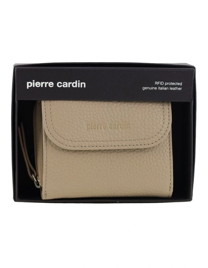 Pierre Cardin Genuine Leather Tri-Fold Tab Wallet in Taupe image 5